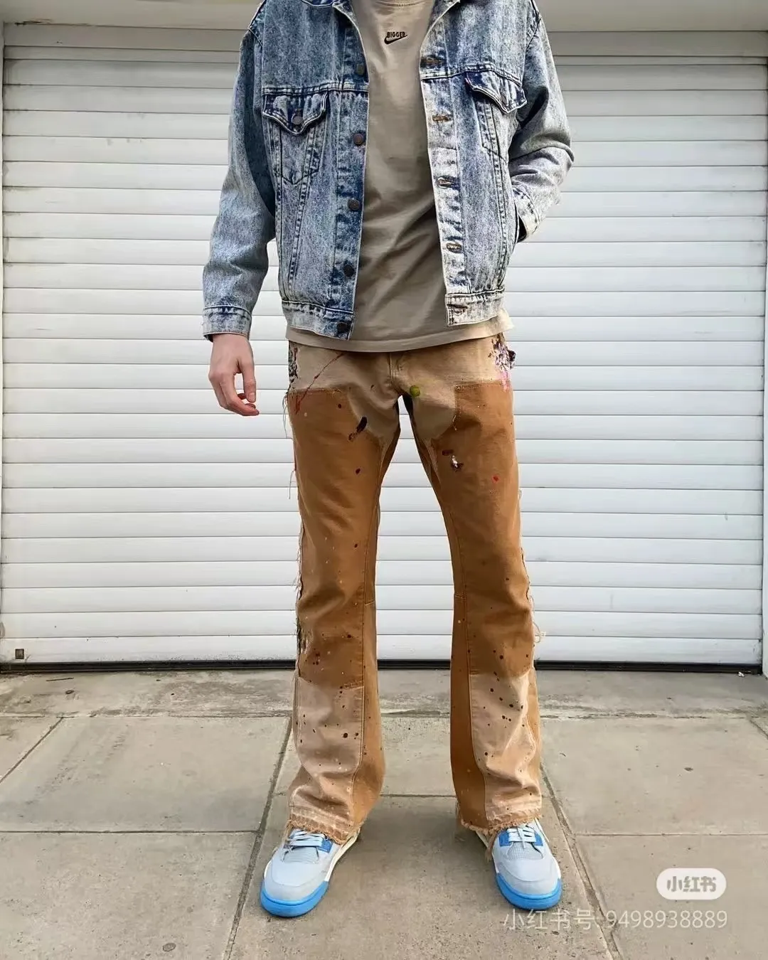 #8129 P250💰 GALLERY DEPT American retro splash-ink splicing micro-horn logging overalls raw edge jeans - Original purchase and pattern making to truly restore the ultimate texture of Vintage - Original hardware accessories, washed and other elevators, QR code analysis are all purchased from the original factory, high degree of restoration, welcome to compare with a certain product~ - Three-dimensional version Loose and comfortable, not picky about the figure, taller and slimmer, factory Seiko, original factory quality control, same style for men and women, can be matched with couples Versatile recommendation: must-have jeans for all seasons Size: S-XXL (28-36)